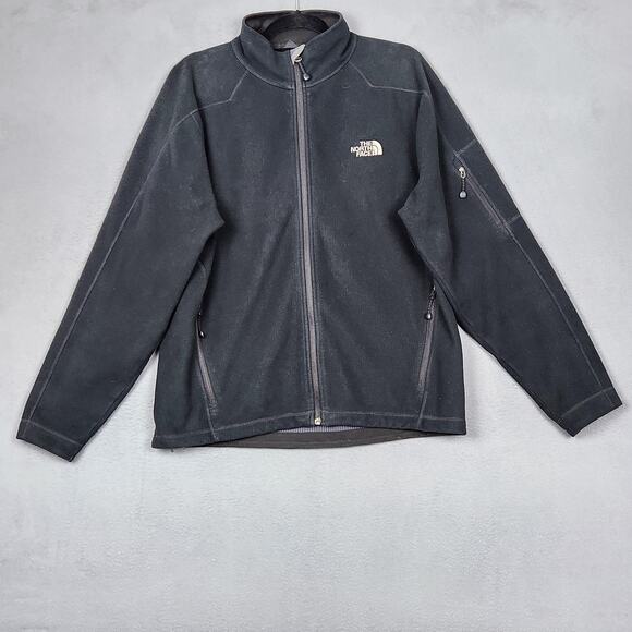 NORTH FACE Jacket Mens Large Black WindWall Full Zip Fleece Outdoors Hiking Warm - Picture 1 of 12